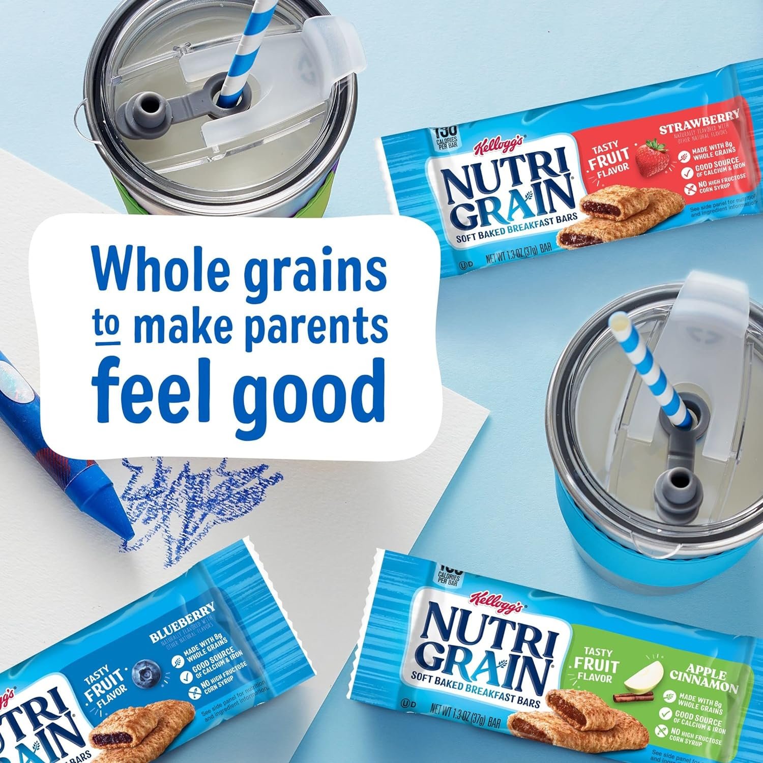 Nutri-Grain Soft Baked Breakfast Bars, Kids Snacks, Whole Grain, Variety Pack (4 Boxes, 32 Bars) - Image 2